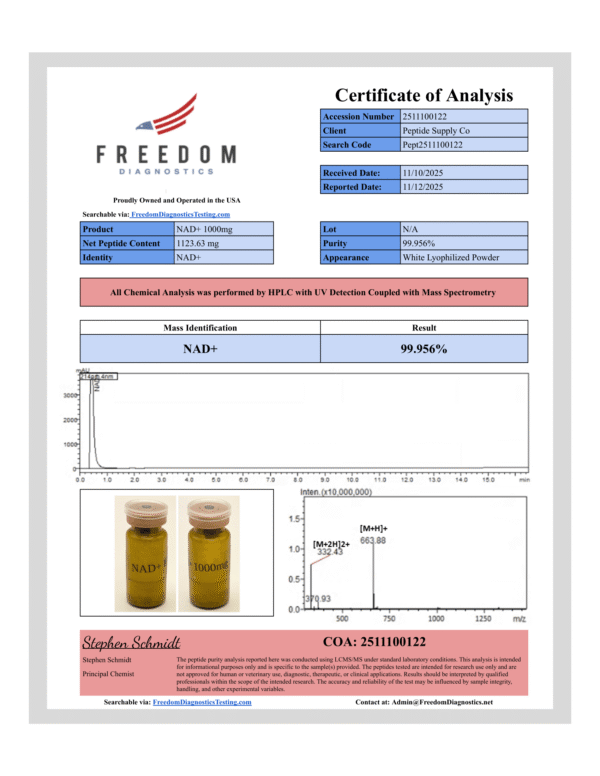 Premium Peptide Supply Online | NAD+ 1000mg – Single Vial USA