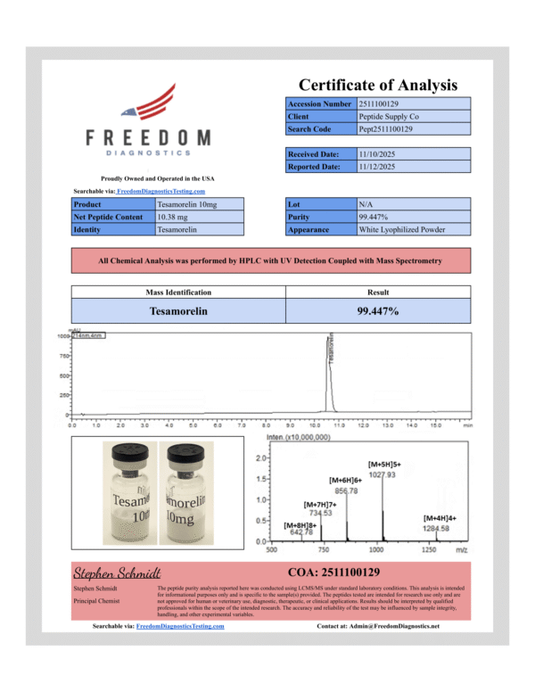 Premium Peptide Supply Online | Tesamorelin 10mg – Single Vial USA